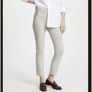 Theory Classic Skinny Pants Viscose Plaid  Ankle Tan Brown Slim Straight Size 8